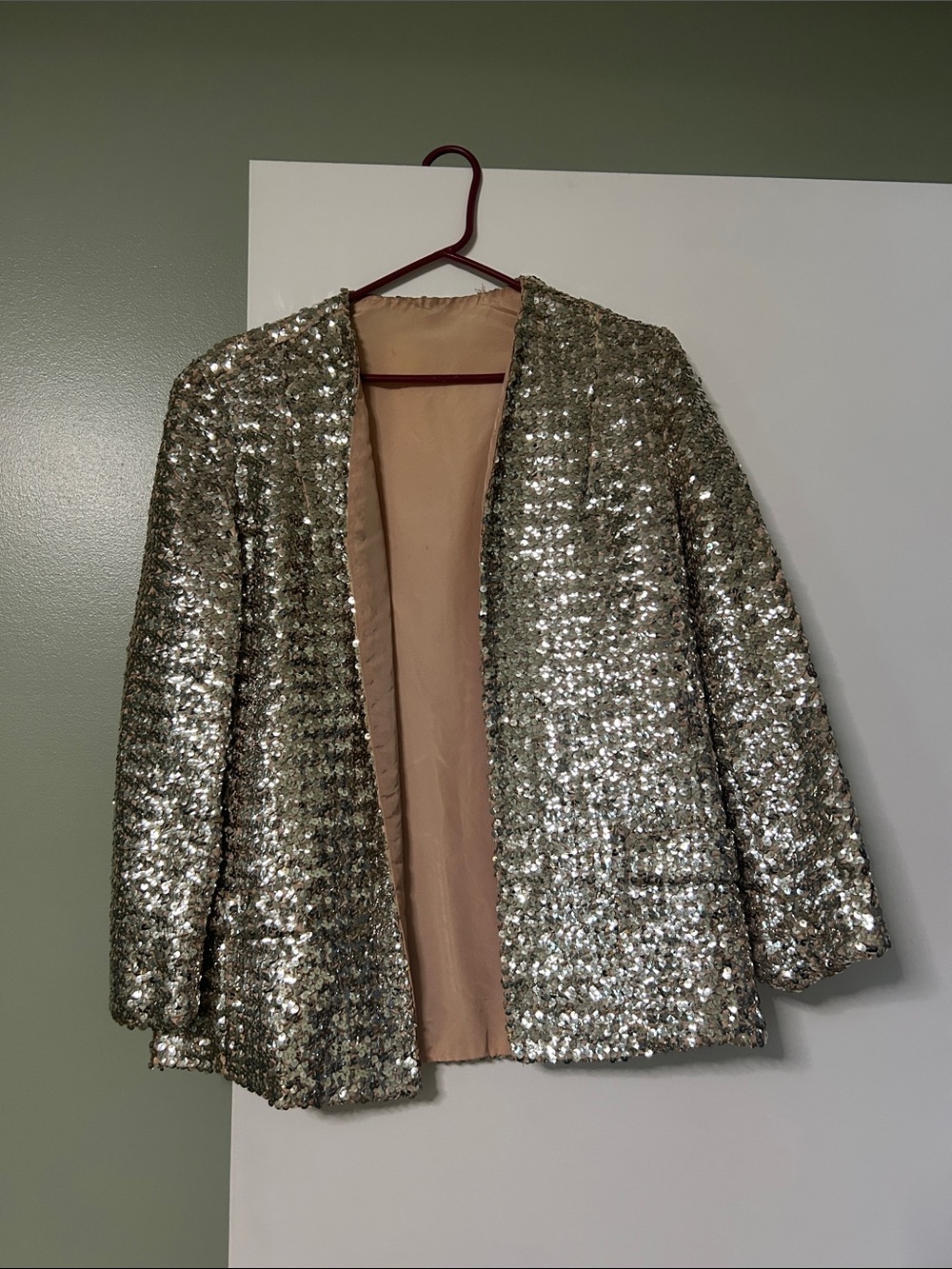 Sequin Open-Front Jacket in Silver